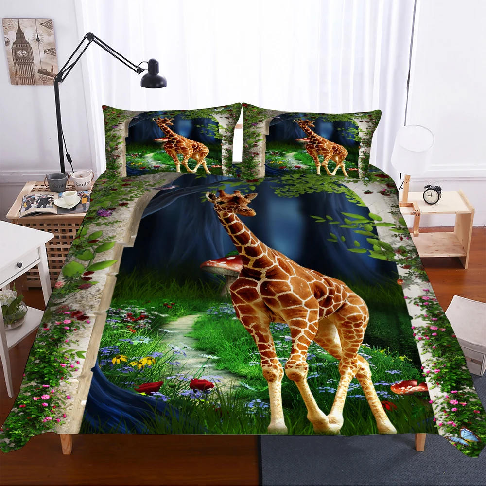 BEST.WENSD милый Лесной Олень пододеяльник набор хлопок+ pillowslip Детский двойной комплект постельного белья качественный современный стильный Домашний текстиль комплект постельного белья