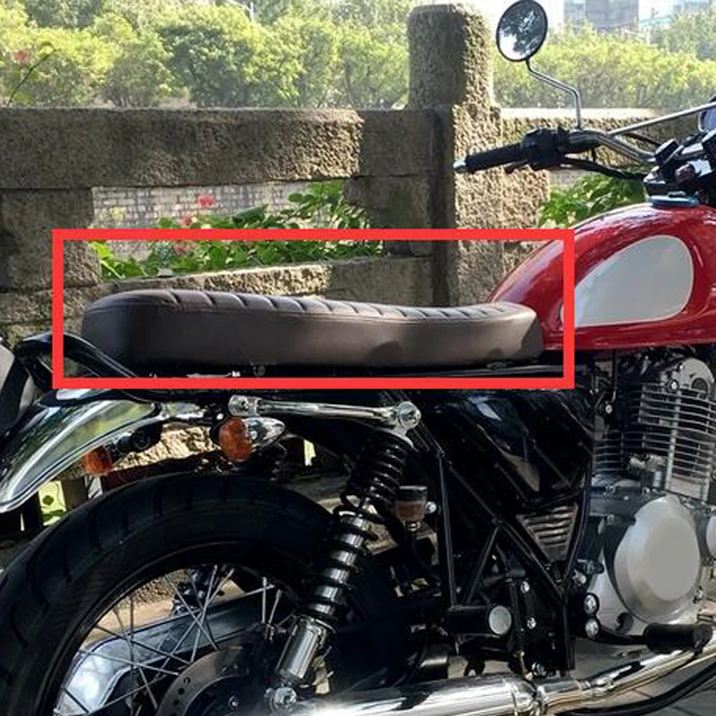 Motorcycle Flat Retro Cafe Racer Seat PU Leather Black Anti-fade