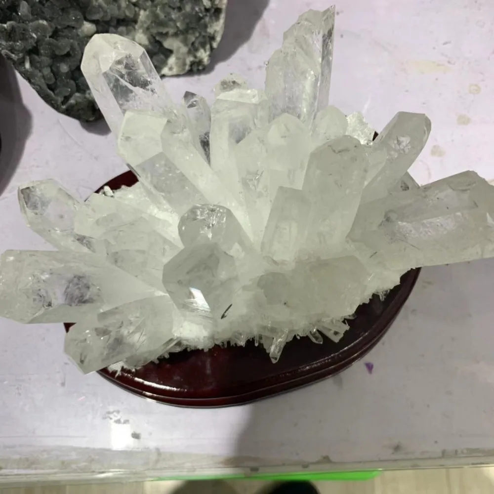 2160gNatural прозрачный кварц кластер нунатак украшения белый кристалл Druse Geode рейки целебная колонна точечный радиационный устойчивый