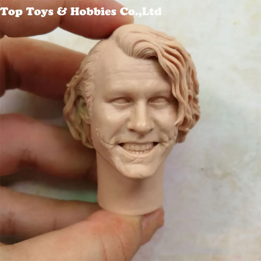 

Unpainted Man Evil Smile Joker Head Carved Clown Head Male Head Carved Model head carving with hat Cap for 12'' Male Figure body