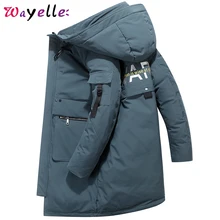 Белые пуховые пальто для мужчин, зимние, высокое качество, теплые, зимние, Длинные парки, мужское пальто, Россия, камуфляж, белый утиный пух, пальто для мужчин