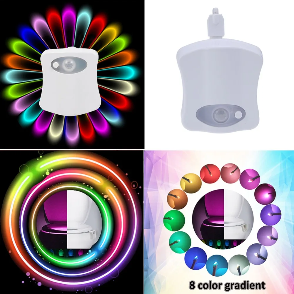 Умный ПИР-светильник для туалета с датчиком движения, 8 цветов, водонепроницаемый, с подсветкой, унитаз, светодиодный светильник, лампа для туалета, ночной Светильник для детей