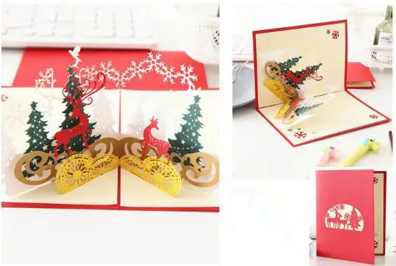 Gold Christmas dee 3D Новогодняя Рождественская открытка, праздничные вечерние открытки на день благодарения, открытка на Рождество, открытка на Рождество, подарок - Цвет: Gold Christmas dee