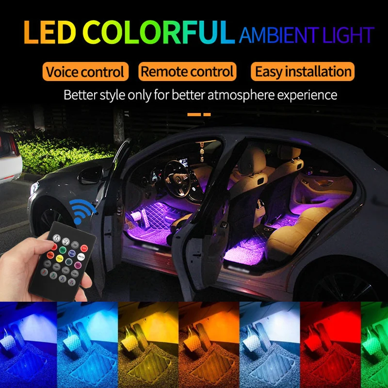 48 LED Car Foot Ambient Light Music Control Multiple Modes Auto
