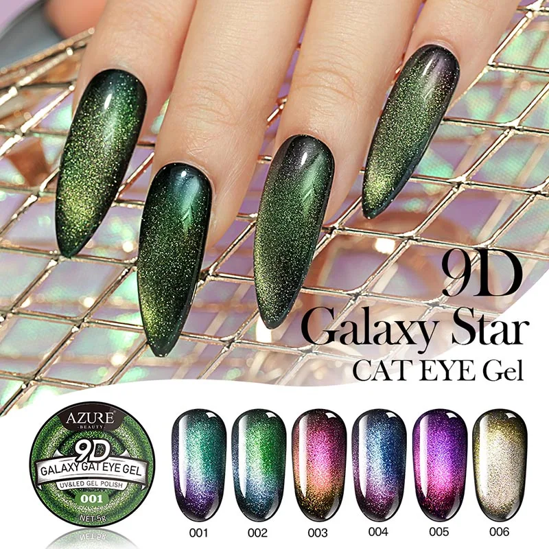 Lacheer 9D Хамелеон Galaxy Гель-лак для ногтей с эффектом «кошачий глаз» Сияющий Зеленый 6 различных цветов замачиваемый Полупостоянный гель Need Black Base Gel