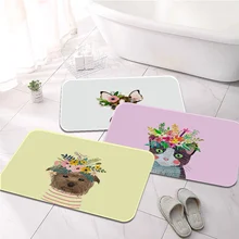 

Art garland of animal dog cat Printed Flannel Floor Mat Bathroom Decor Carpet Non-Slip For Living Room Kitchen welcome Doormat