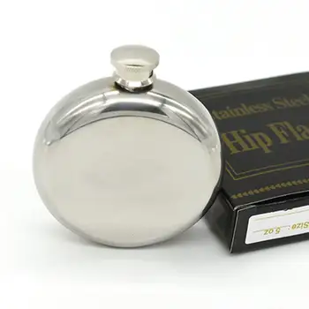 

5 Oz Mirrored Smooth Hip Flask Men'S Portable Stainless Steel Portable Round Hip Flask Professional Fashion Portable