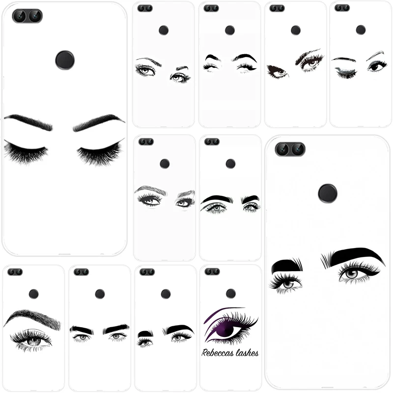 Eyelash And Eyebrow Drawing Cover Soft Silicone TPU Phone Case For Huawei P9 P10 P20 P30 lite PRO PLUS | Мобильные телефоны и