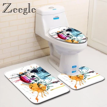

Bath Mat Set Anti Slip Shower Mat for Bathroom Absorbent Toilet Pedestal Rug Foot Mat Polyester Soft Washable 3pcs Bath Mat Set