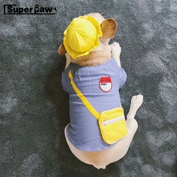 

Cute Dog Summer T-shirt Vest Japanese School Uniform Cosplay Costume Pet Cat Clothes Dogs Clothing Schnauzer Pug Apparel LDC05