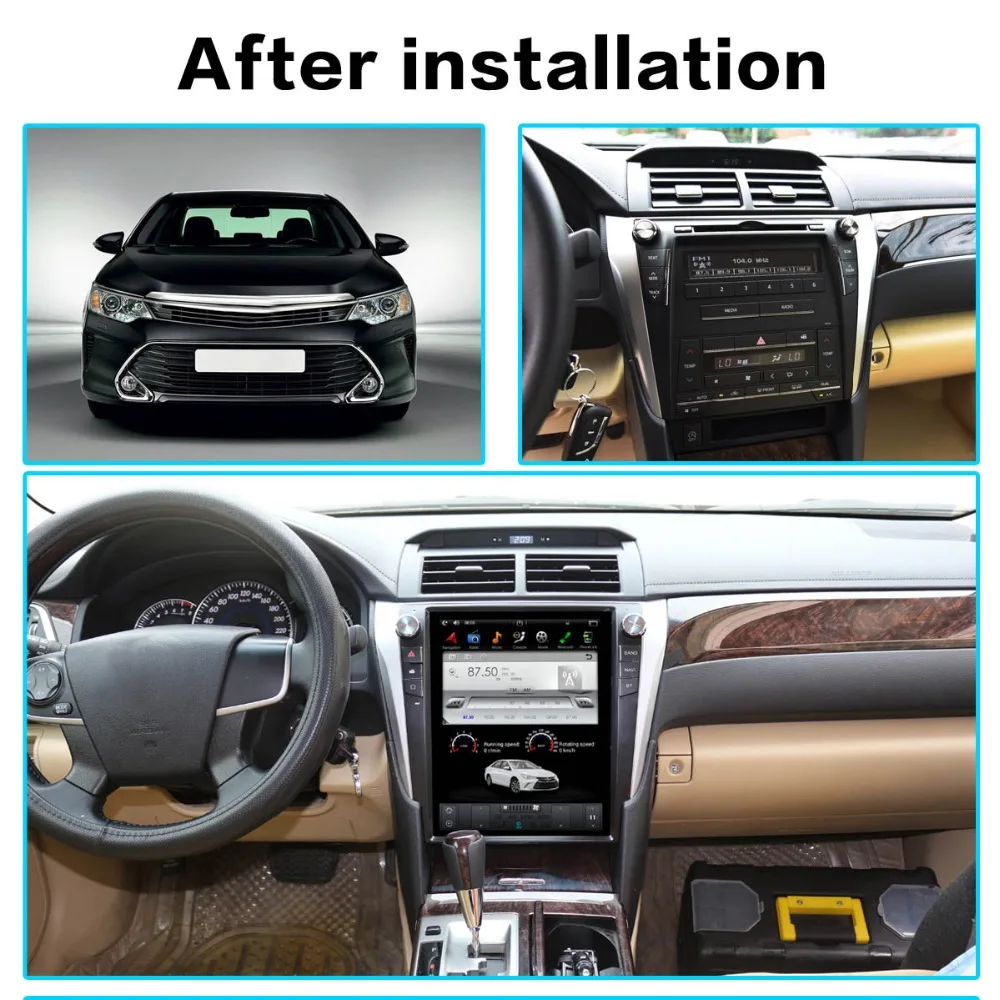 Sale Tesla style Android 9.0 car GPS navigation for Toyota Camry 2012-2016 Auto Radio Stereo Head Unit Tape Recorder Vertical Screen 0