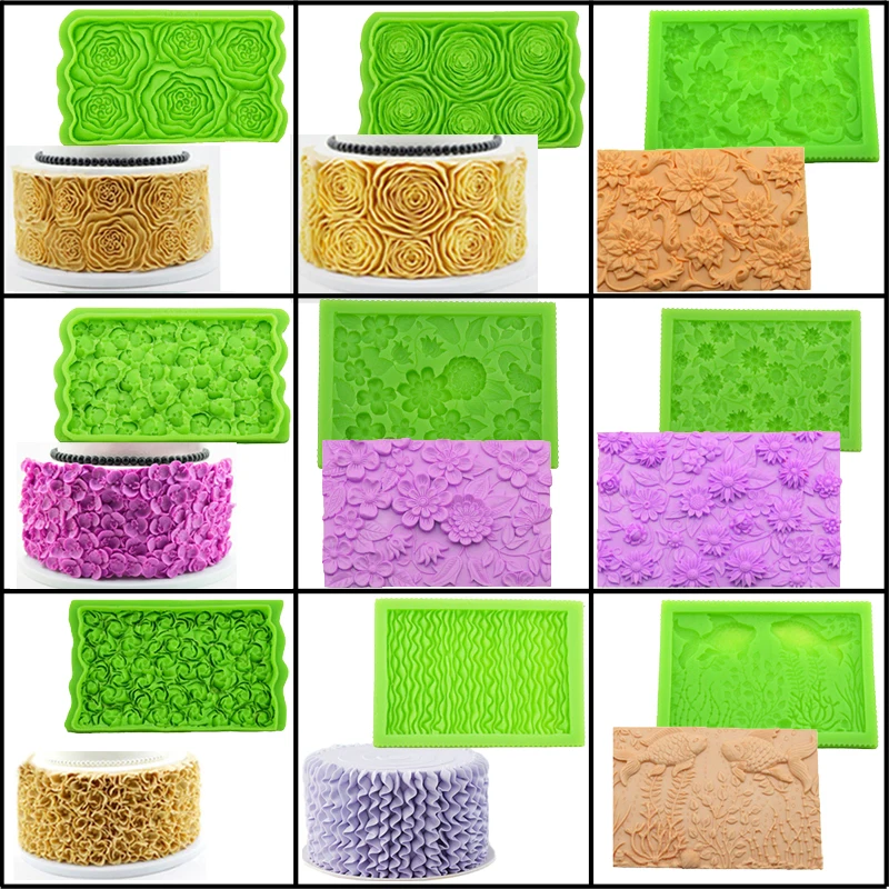 Meibum Rose Flower Vine Petal Cake Fondant Mold Silicone Molds Embossed