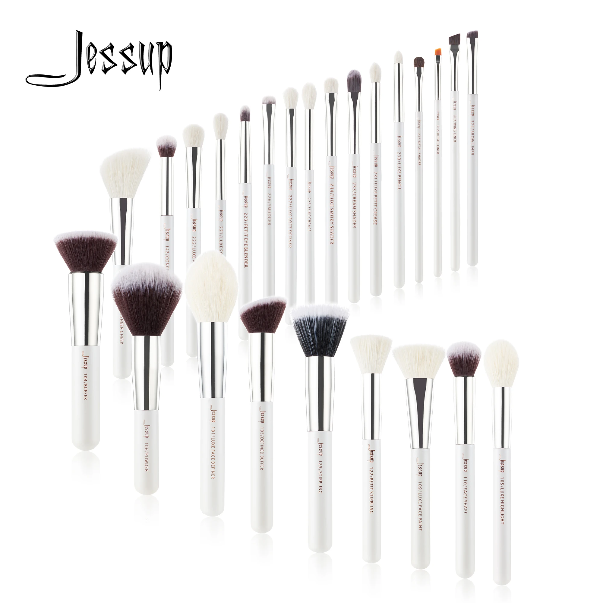 Jessup brush set Pearl White/Silver Professional Makeup Brushes Sets