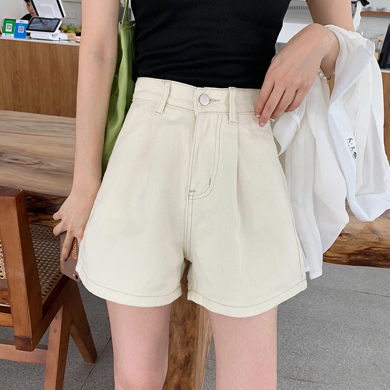 

Black Denim Shorts Jeans High Waisted Short Jeans Mujer 2020 New Apricot Pantalones Cortos Mujer Plus Size Jeans Woman Casual