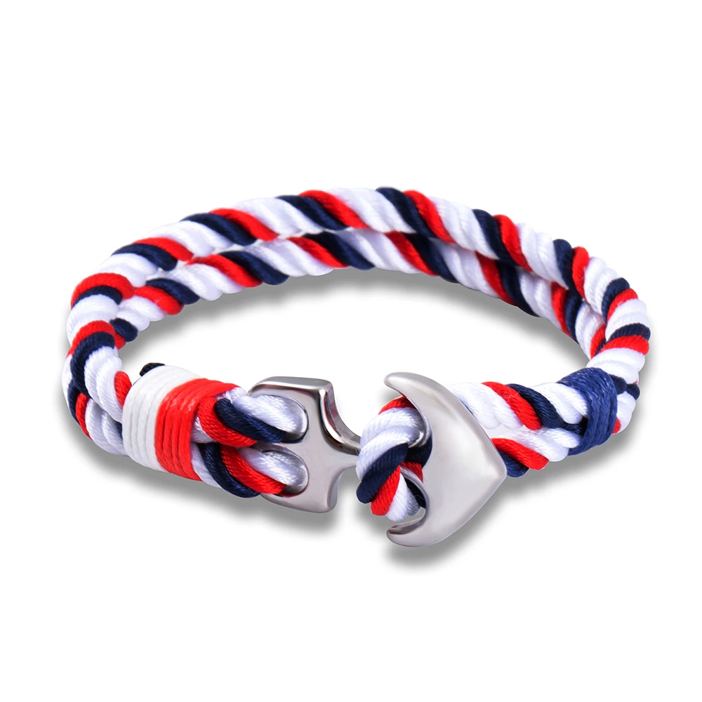Bracelet Jewelry Stainless Steel Anchor Bracelets Men Nautical Survival Rope Chain Paracord Bracelet Male Wrap Metal Sport Hooks Eif Dock
