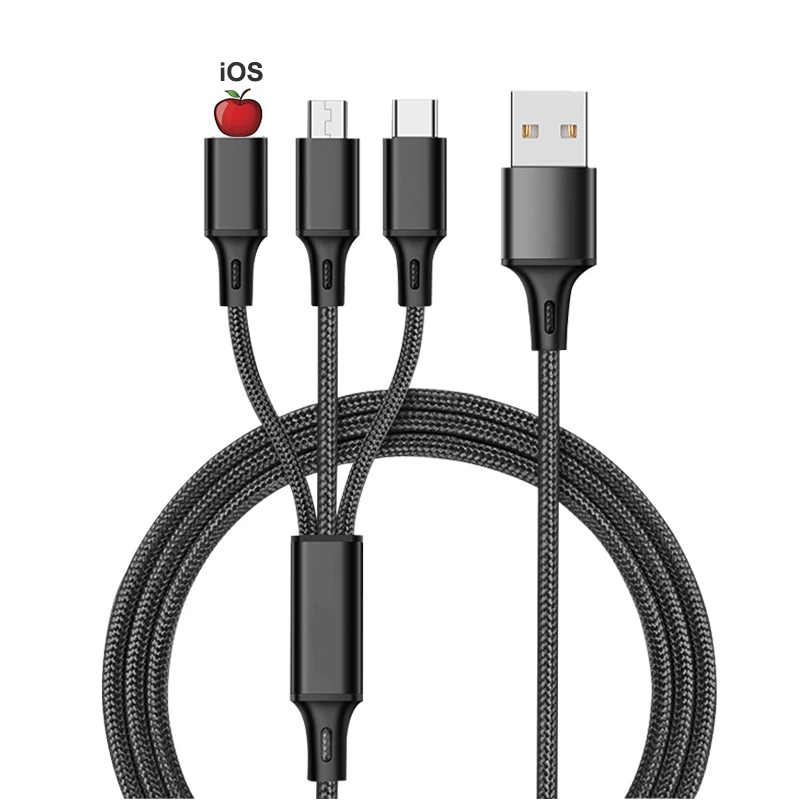 

BaySerry USB Type C Cable For iPhone 11 Pro Max XR Samsung S9 Xiaomi Huawei 3 IN 1 Micro USB Type C Cable Fast Charger Wire Cord
