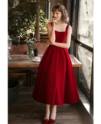 Short A Line Tea Length Satin Off Shoulder Sweetheart  Bridesmaid Dresses Wedding Party Formal Prom Birthday Evening Zipper