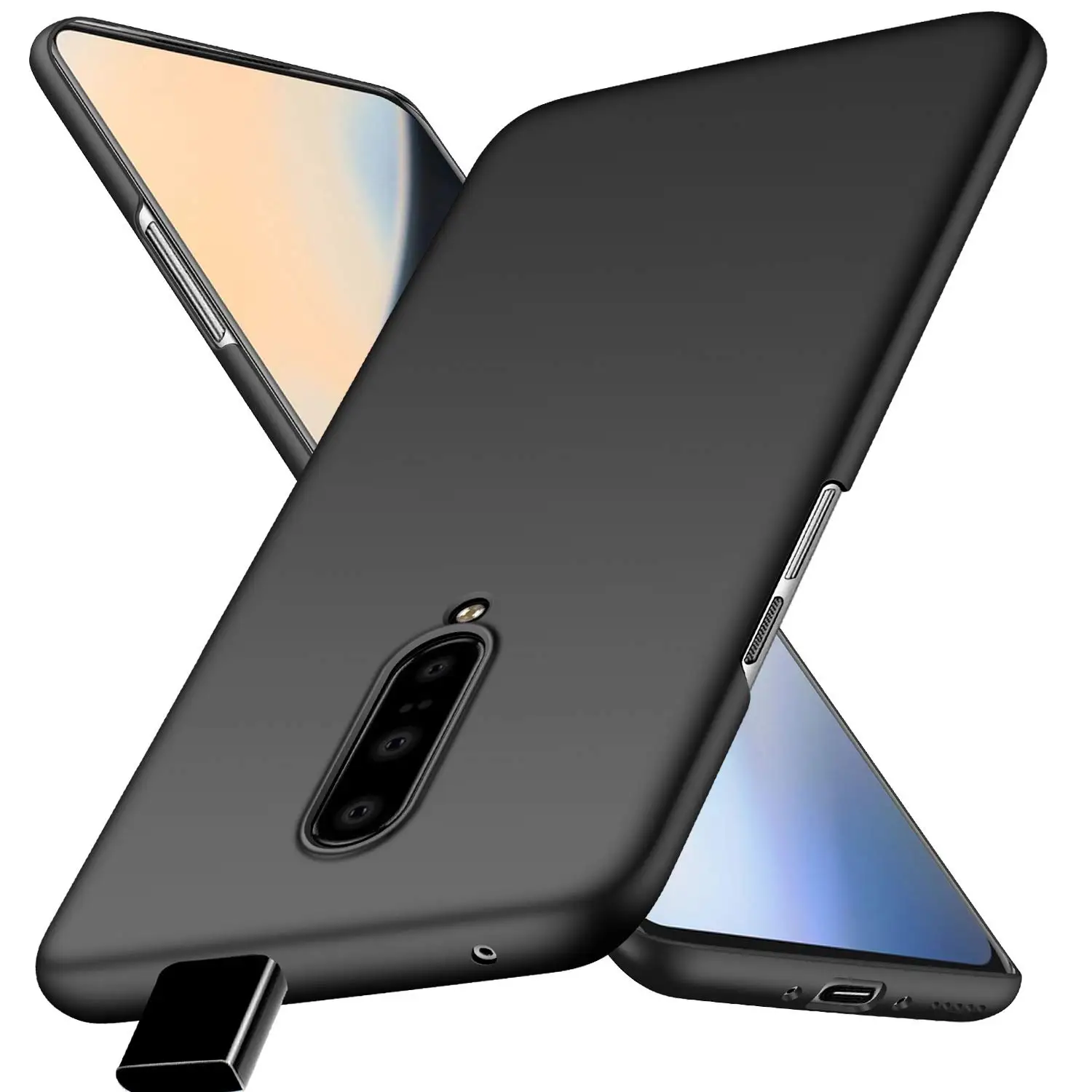 Полный защитный чехол для Oneplus One Plus 1+ 7 7T Pro Чехол тонкий пластиковый матовый жесткая задняя крышка для телефона для Oneplus7 Pro 5G чехол - Цвет: Черный