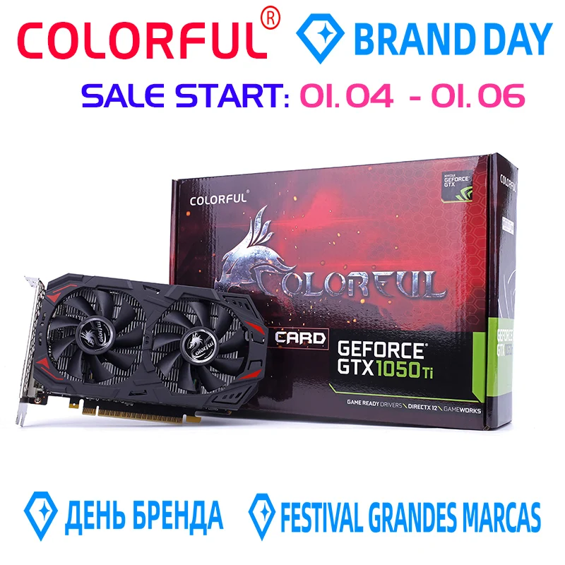 Цветная видеокарта GTX1050Ti 4 Гб | Компьютеры и офис