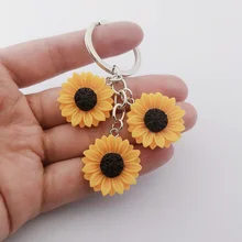  New Sunflower Flower Resin Keychain Golden Sun flowers Keychain Cute Simplicity Style Daisy Flower Keychain Best Friend Gifts 