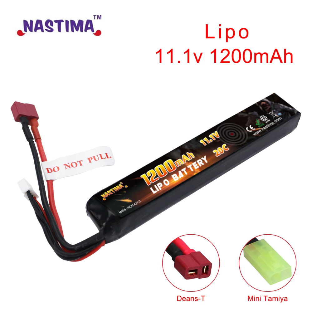 Nastima 11.1v 1200mah Airsoft Stick Battery 3s 20c Lipo Battery Pack