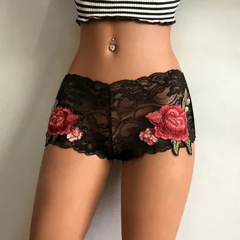 

New Women Sissy Lace Sexy Hollow Lingerie Babydoll Underpants Bandage Underwear Rose Simple Sous Vetement Femme Sexy 2019 F1