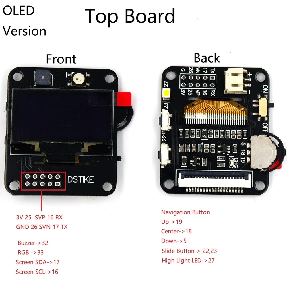 DSTIKE ESP32 Watch DevKit ESP макетная плата OLED версия/TFT цветная версия I2-006-007