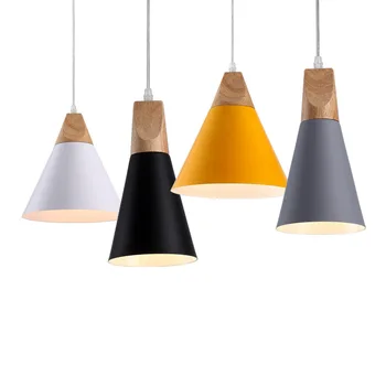 

Modern Simple E27 Bedroom Bedside Dining Table Aluminum Wood Pendant Lights Designer Art Decorate Single Head Small Hanging Lamp
