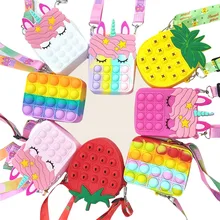

New Popper Sensory PUSH Bubble Bag Single Shoulder Purse Puzzle Diagonal Square Silicone Squishy Stress Reliever Fidget Toys