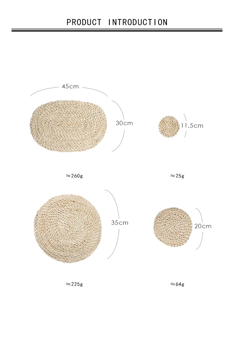 Набор из 4 штук, KINGLANG японский Стиль ручной работы из плетеной соломы кукурузы мех ужин чаша коврик Чай комплект коврик утепленная пан плита коврик