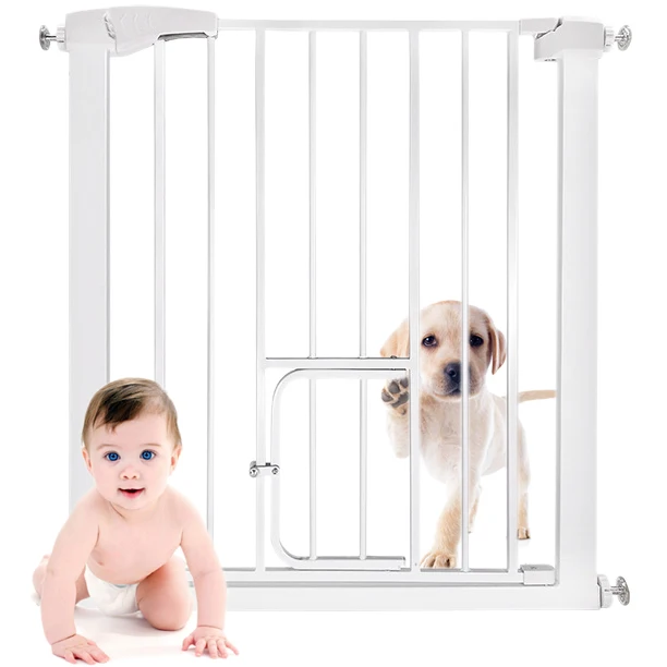 

Iron Dog Fence Pet/Kid Security Isolation Fence DIY Assembled Modular Fence No Punch Double-acting Door/Lock Stair Kitchen Rail