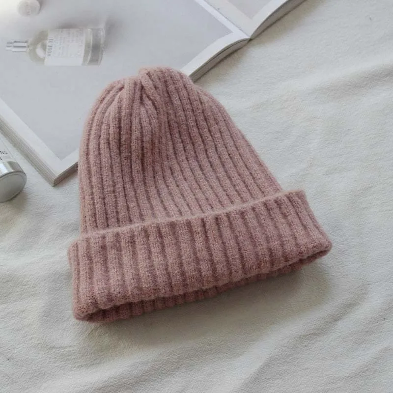 10 Унисекс Зимние шапки для женщин сплошной цвет теплые короткие Skullies и Beanie женские хип-хоп вязаные шапки Лыжная мягкая эластичная мешковатая шапка - Цвет: 10