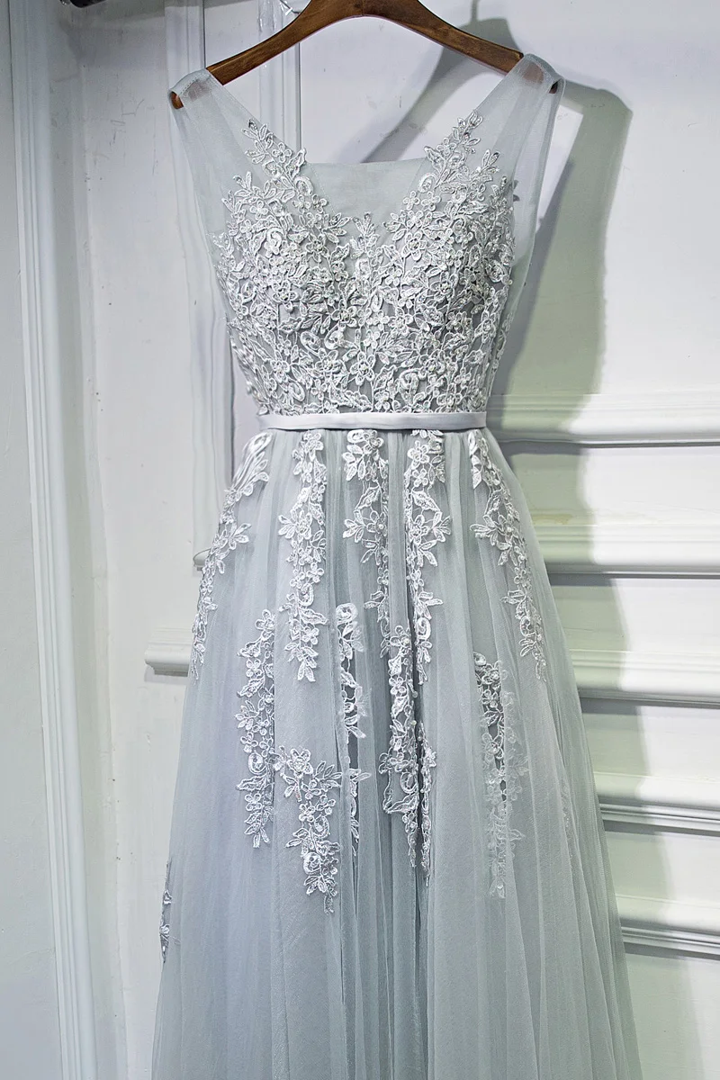 Кружевное длинное вечернее платье с двойным v-образным вырезом, шифоновые вечерние выпускные платья с жемчугом, вечерние платья