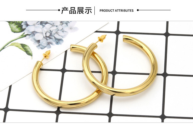 Steel Earring Minimalist Large 5mm Thick Chunky Open Hoop Earrings for Women Stainless Round Circle Hoops Lightweight