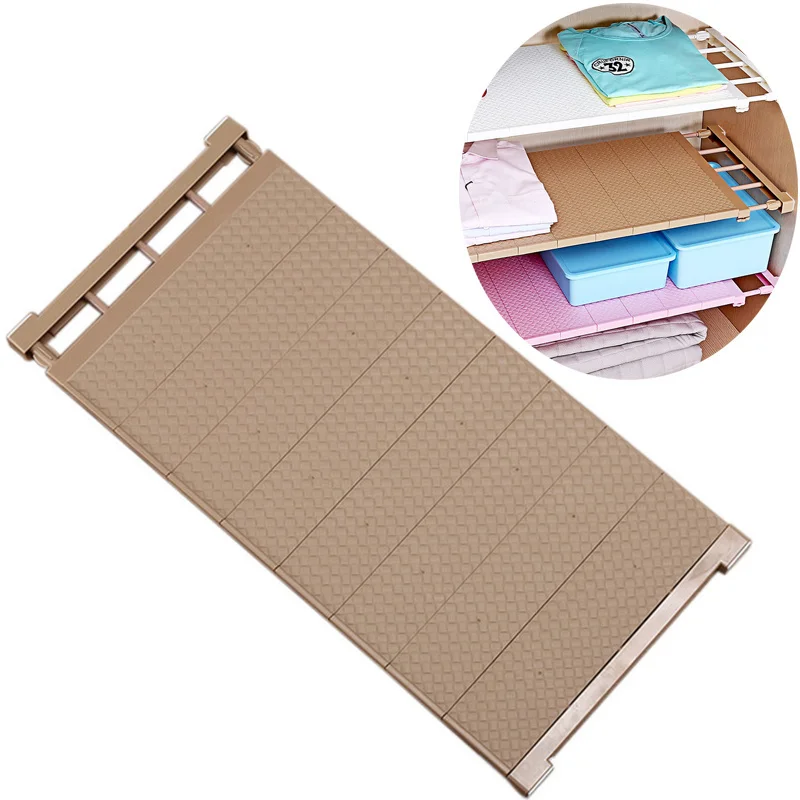 

Wardrobe Retractable Storage Holder Rack Cabinets Layered Partition Shelf Kitchen Holder Bedroom Paste Type Telescopic Organizer