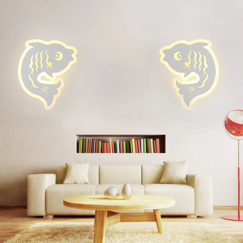 

HOT-Cute Carp Wall Light Led Wall Lamp for Living Room Bedroom Bedside Aisle Children Room Home Lighting Decoration