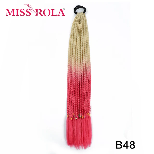 Synthetic Chignon Hair 60cm Hair Color Gradient Dirty Braided Ponytail Women Elastic Hair Rubber Band Hair Accessories Headband B48