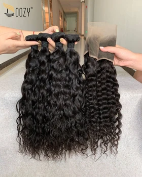 

Doozy Hair Brazilian Hair Water Wave 4 Bundles With Frontal Virgin Human Hair