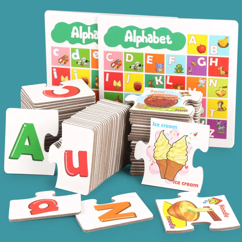 

Duo lai Case Lettered Matching Card Mg11 Children English Early Childhood Cognitive Large Pieces Jigsaw Puzzle Educational Toy 1