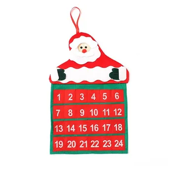 

New Year 2021 Christmas Advent Calendar Velvet Pyrographic Hanging Ornament Christmas Tree Decorations for Home Party Gift Noel