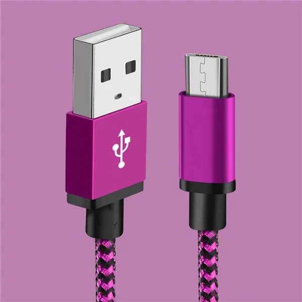 Micro USB кабель 2.4A нейлон Быстрая зарядка USB кабель для передачи данных для samsung Xiaomi LG планшет Android мобильный телефон usb зарядный шнур - Цвет: Rose