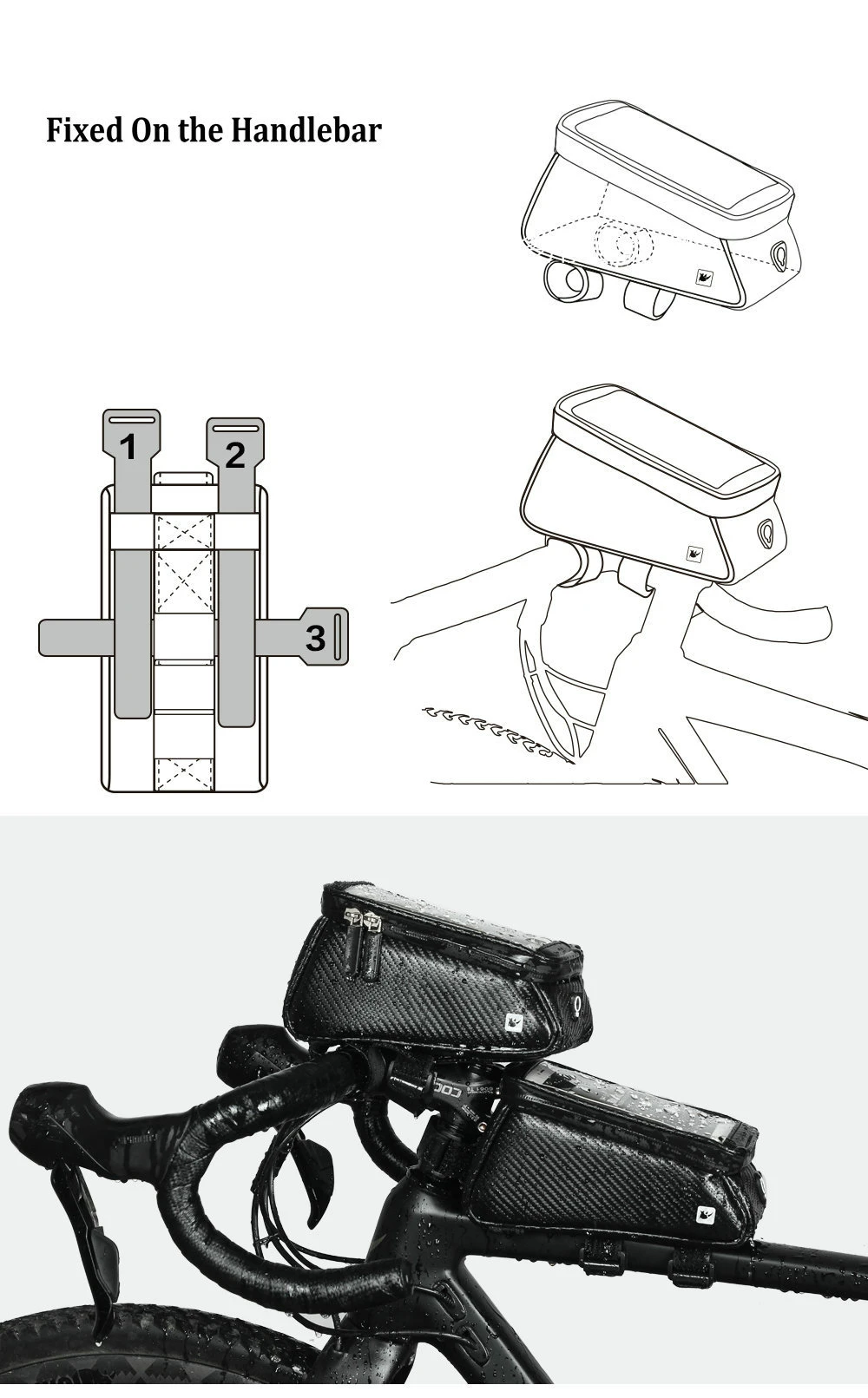 RHINOWALK Bicycle Front Tube Bag Rainproof Touch Screen Cycling Top Front Tube Frame Bags 5.86.0 Phone Case Bike Accessories (12)