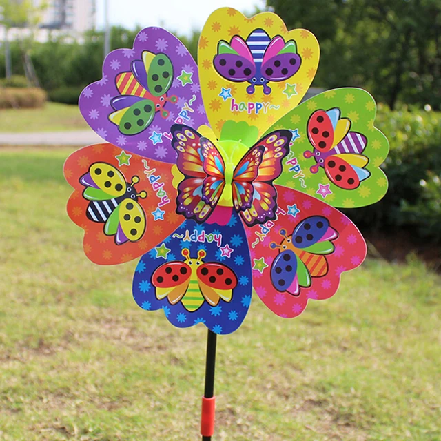 Butterfly Flower Windmill Colourful Wind Spinner Garden Yard Decoration Kids Toy 2