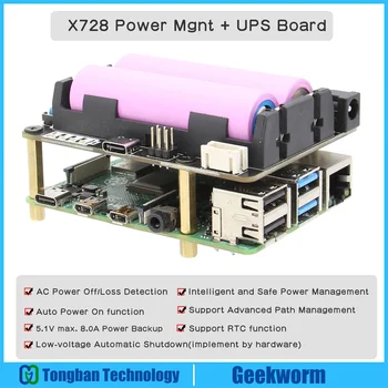 

Raspberry Pi 18650 UPS(Max 5.1V 8A), X728 Power Mangement Board with AC Power Loss Dectection & Safe Shutdown for Pi 4B/3B+/ 3B