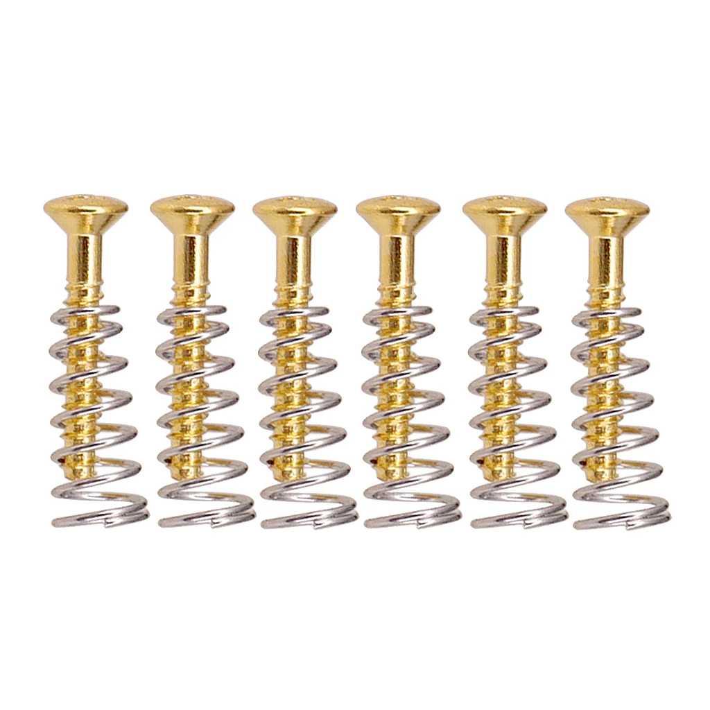 6 Pcs of Set  Pickup Flat Mounting Screws Springs Repair Replacement Parts for Guitar Lovers Gold