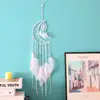 New Indian Style Dreamcatcher Moon Handmade Wind Chimes Wall Ornament Girls Room Decoration Feather Dream Catcher ► Photo 3/6