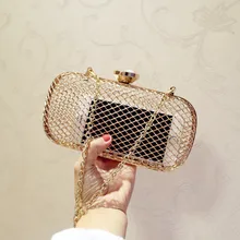 Стильные полые вечерние сумки металлические мини руки цепи одно плечо диагональная сумка крест