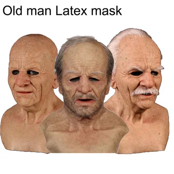 

Old Man Latex Mask Halloween Horror Funny Cosplay Party Mask Cosplay Scary Full Head Latex Mask Old Man Head Helmet Real Masks