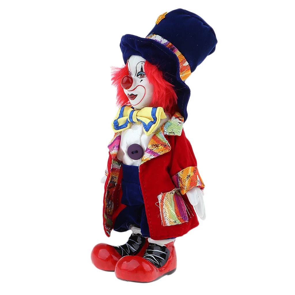 Prettyia 18cm Funny Porcelain Clown Doll Children Toy Home Decoration Gifts