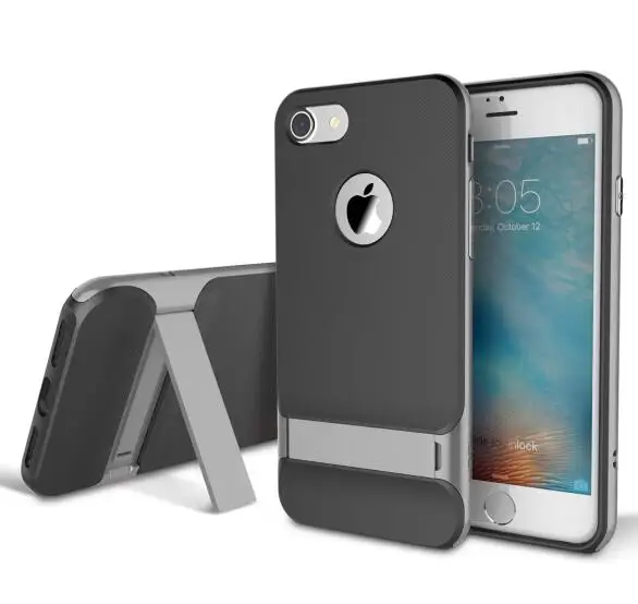 Для iPhone 7 Plus, чехол ROCK, роскошный, Royce, PC, рамка+ TPU, задний чехол, чехол для iPhone 6 Plus, капа, Fundas с подставкой, распродажа - Цвет: Gray